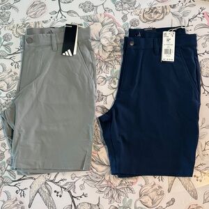 adidas Men's Flat Front Shorts - Light Gray and Dark Blue